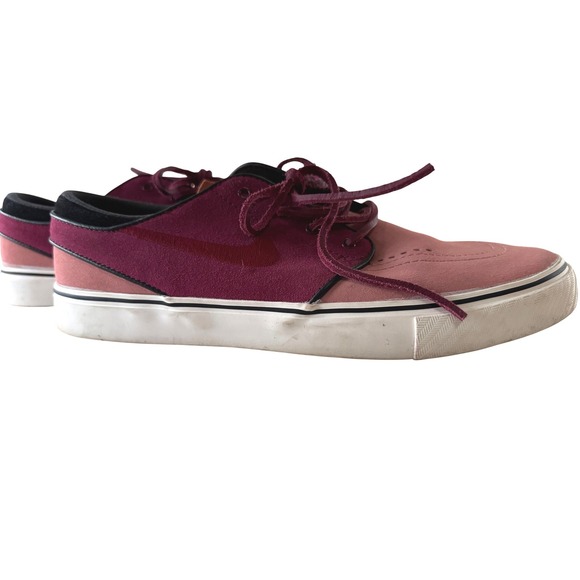 Nike SB Zoom Stefan Janoski Low Top Burgundy Pink Suede Skater Sneaker Shoes - Picture 3 of 14